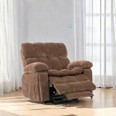 Oversized Dual Motor Power Lift Recliner Chair With Adjustable Headrest,Infinite Position For Elderly, Polyester Fiber Recliner Chair With Massage And by Latitude Run