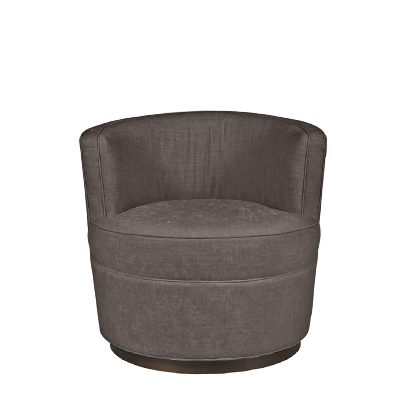 Fauteuil demi-tonneau pivotant en lin de 31 po Devlan, Gris anthracite calcaire