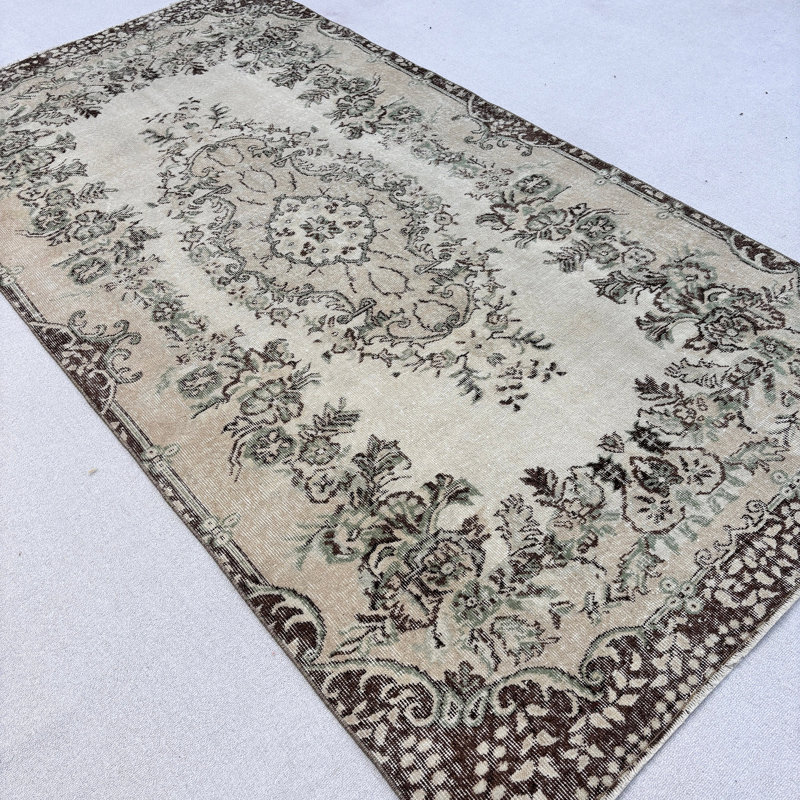 Tapis beige en laine Classic Patchwork 58,3 x 113 po
