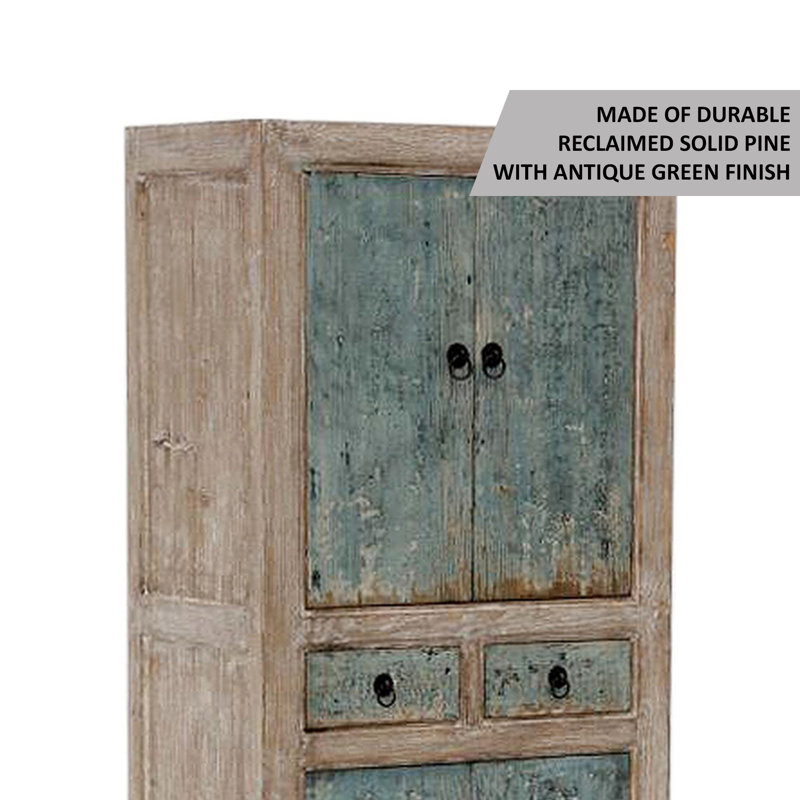 Rocio 2 - Door Solid Wood Armoire, Antique Green