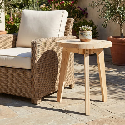 Table d'appoint d'extérieur ronde Camden de 21 po en bois massif