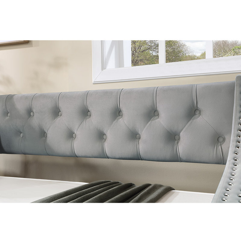 Miaja Daybed, Daybed, Upholstered Bed with Trundle, Gray, Full/Double
