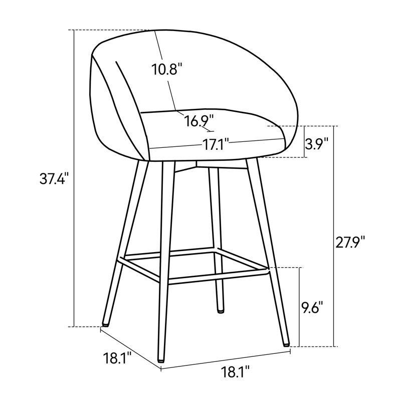 27.9" Seat Height Upholstered Swivel Bar Stools With Back(Set of 6), White
