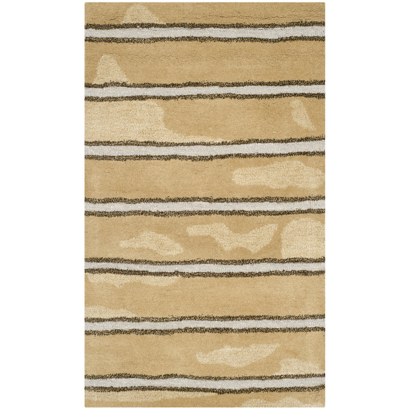 Schmier Martha Stewart Hand Tufted Wool/Viscose Striped Rug in Toffee Gold, Rectangle 5' x 8'