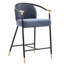 Tabouret de comptoir rembourré bleu marine de 26 po de hauteur - structure en métal, conception simple, assise confortable de 2 tabourets avec garniture dorée d'aspect moderne, assemblage rapide