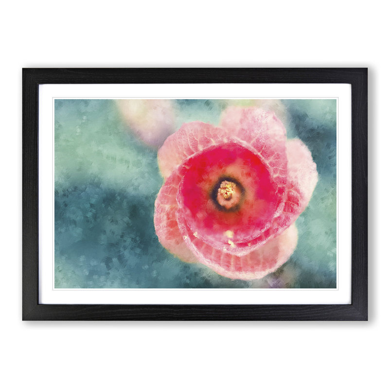 A Pink Hibiscus Flower - Picture Frame Painting, Black, 45cm H x 63cm W x 2cm D