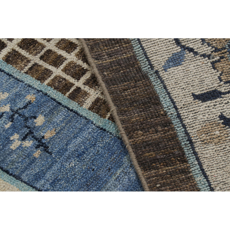 Burano Hand Knotted Wool Geometric Area Rug, Rectangle 5' x 8'