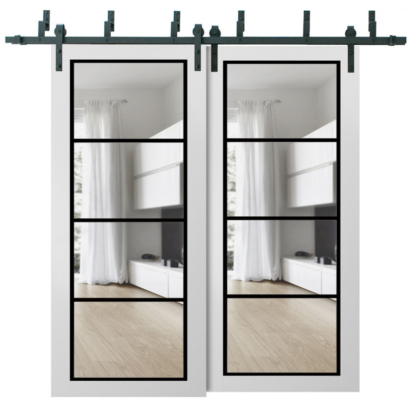 Porte de grange en bois manufacturé massif 2466 2466, Satin blanc, 48 po x 96 po