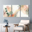 Ensemble de 3 tableaux abstraits floraux botaniques à l'aquarelle sur toile tendue, pour la décoration du salon et de la chambre à coucher.