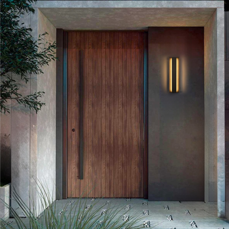 Jayeda Modern Black Linear Outdoor LED Wall Light, 18.5'' H x 5.5'' W x 3'' D