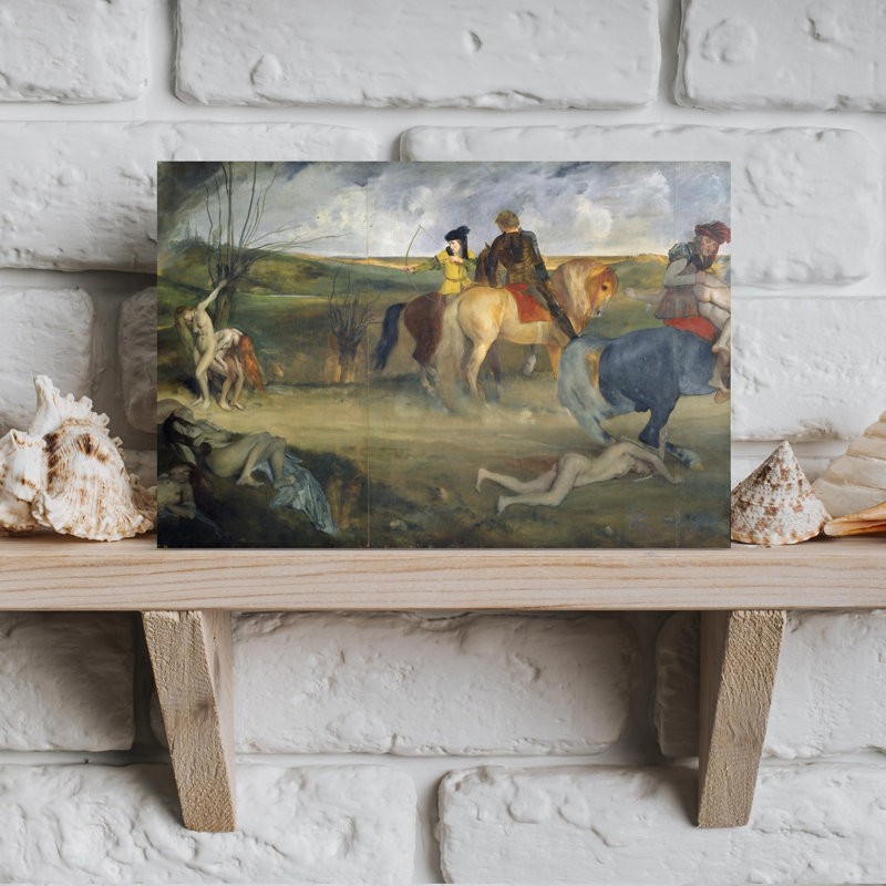 Scene Of War In The Middle Ages, C.1865 Abstract Contemporary Horse Wall Art Print by Edgar Degas - Wrapped Canvas Print