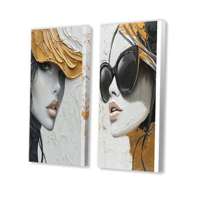 «Glamazon I», art mural noir et noir «Fashion Woman», ensemble de 2 pièces