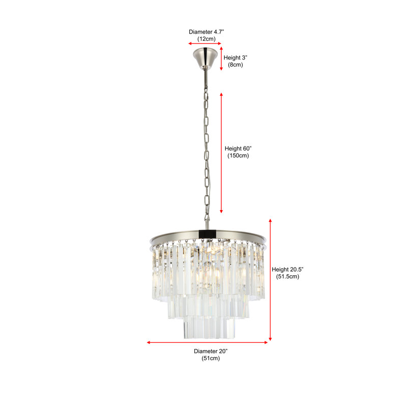 Yazmin 6 - Light Crystal Pendant, Polished Nickel, Crystal (Clear)