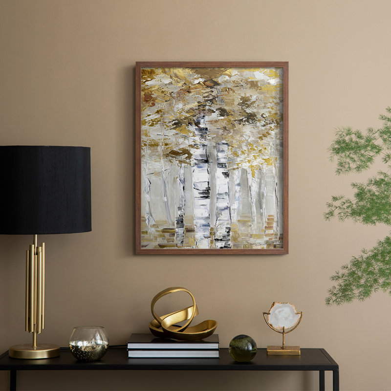 «Neutral Birch II», reproduction encadrée - bois massif, H 21 po x l 17 po, Noyer