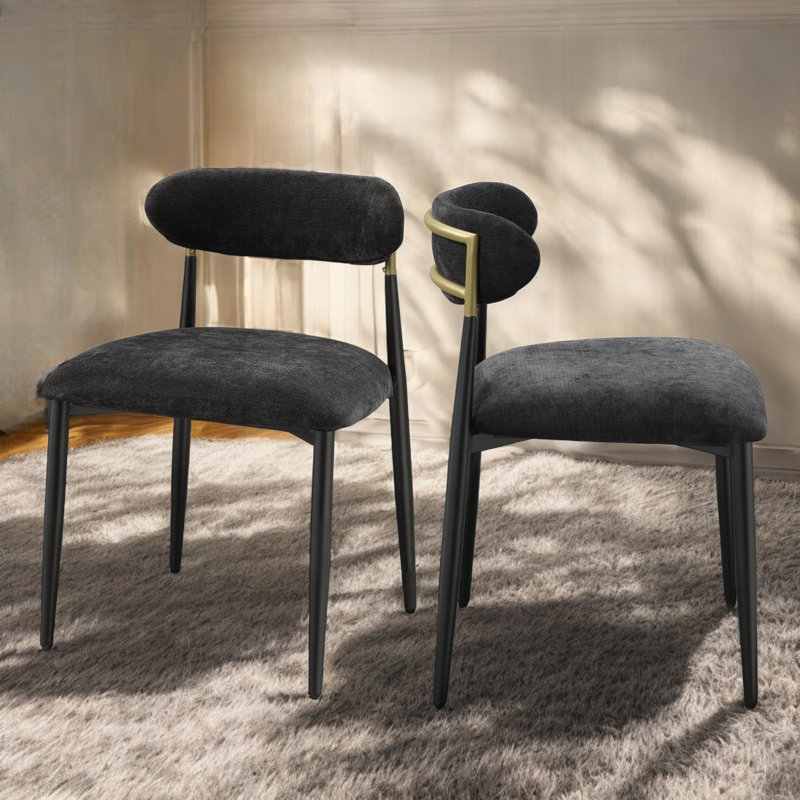 Ensemble de 2 chaises d'appoint en tissu noir et finition noire Jaramillo