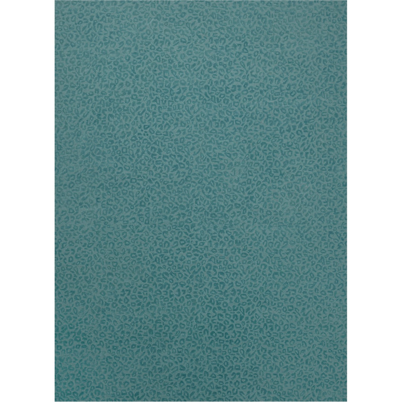 Tapis en laine touffeté à la main Leopardess Dusty Turquoise, Rectangle 8 pi x 11 pi