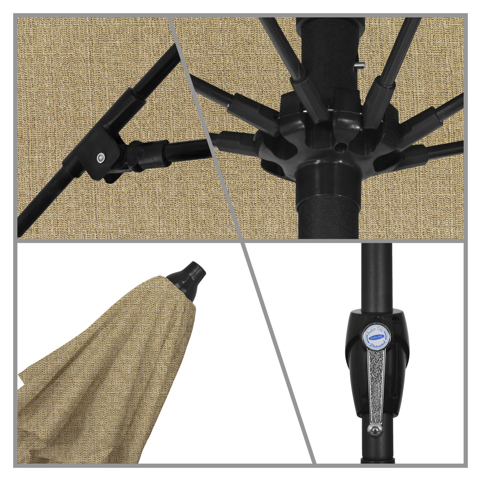Gino 7.5' Market Sunbrella Umbrella, Sesame Sunbrella® Linen