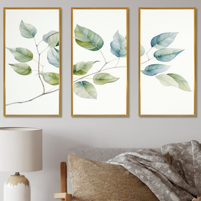 Feuilles vertes, minimalisme I, ensemble d'art sur toile