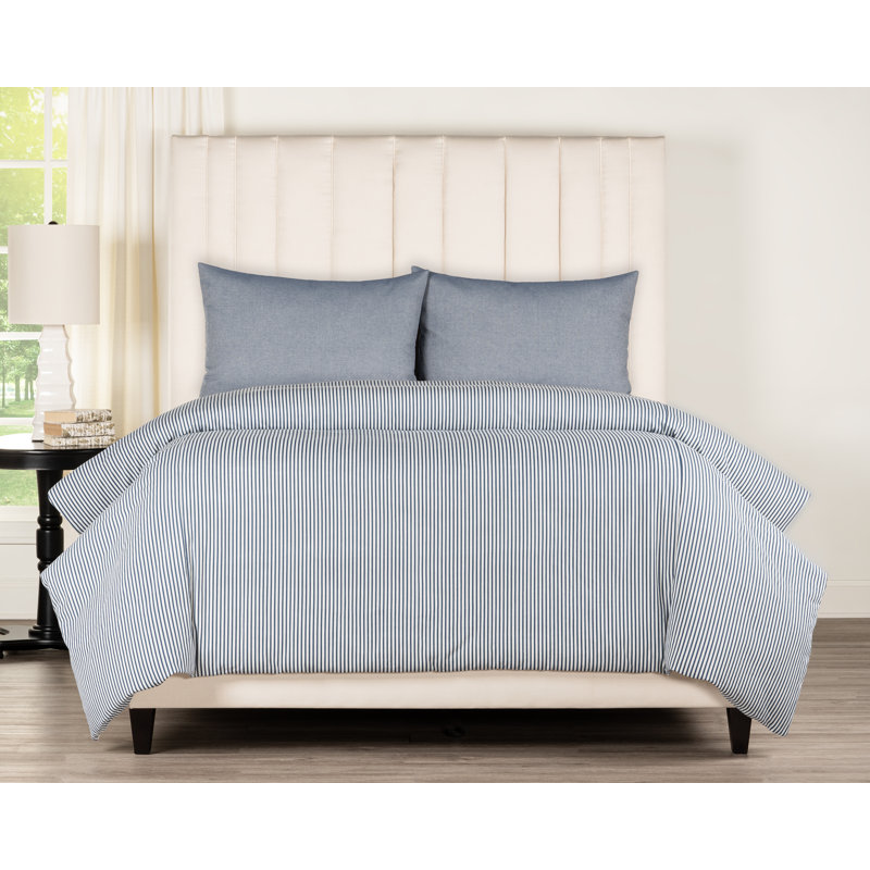 Ensemble de housse de couette Birch Lane, Bleu, Housse de couette pour grand lit et 2 taies décor