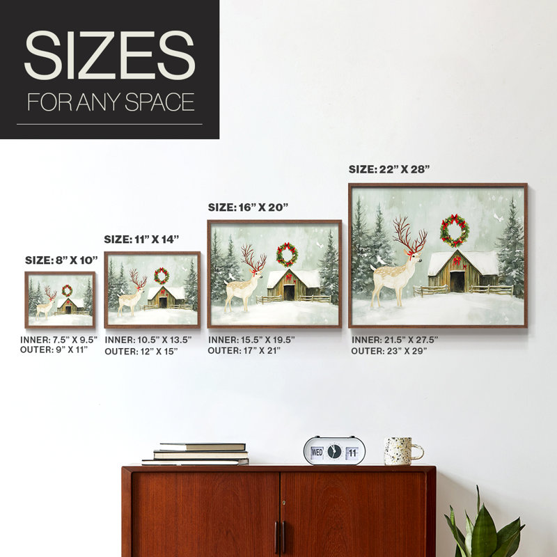 Chirstmas Art-CDLI -Framed Print - Restickable, H 22 po x l 28 po, Noyer