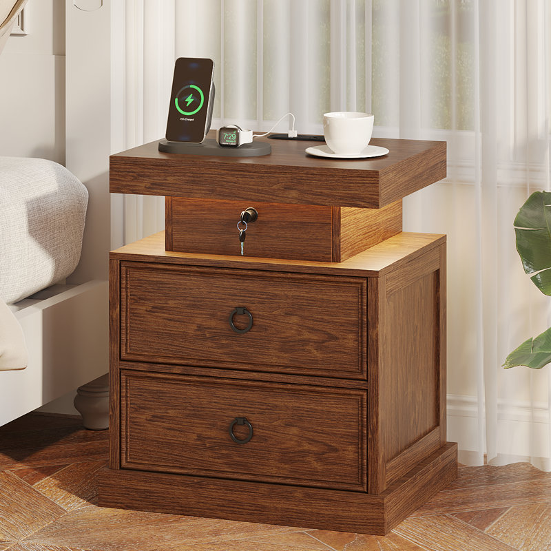 49.8cm W Bedside Table, Walnut