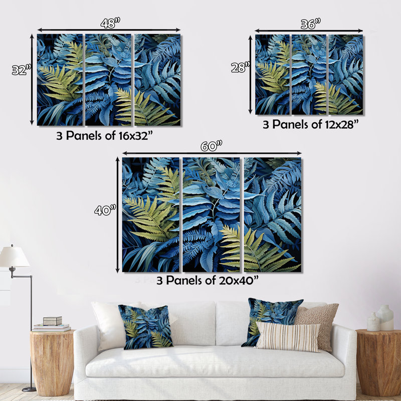 Blue Ferns Cobalt Serenade II Plants & Flowers Wall Decor on Metal