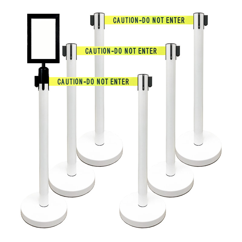 Barrière de sécurité de 36 po pour ceinture de sécurité rétractable (6 blancs avec ceinture de sécurité de 78 po + récepteur SF + W)