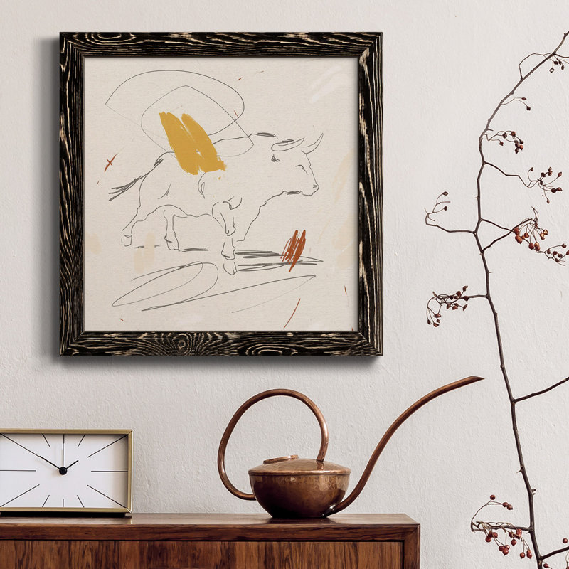Toile encadrée Big Bull I-Premium - prête à être accrochée, Papier encadré noir vieilli, H 35,5 po x l 35,5 po x P 1,5 po