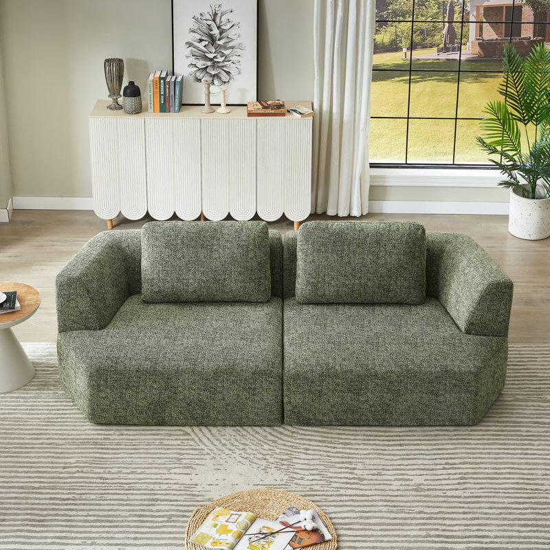 3 places compressées avec chenille, sans assemblage, peu encombrant pour les espaces de vie, tissu en chenille surdimensionné à ressorts ensachés, fermeture à glissière facile d'entretien, utilisation confortable à long terme