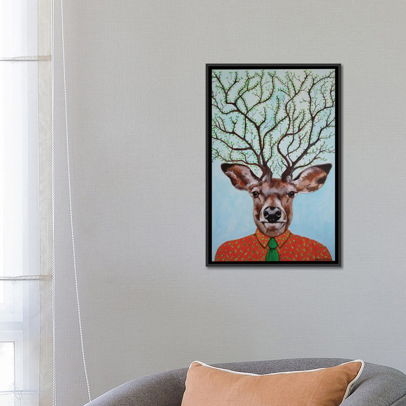 « cerf tree », reproduction d’art sur toile, H 40 po x l 26 po x P 1,5 po, Pas de tapis, Toile tendue