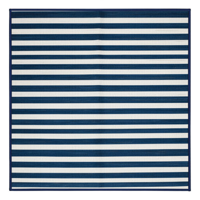 Machine Washable Horizontal Stripes Blue Area Rug