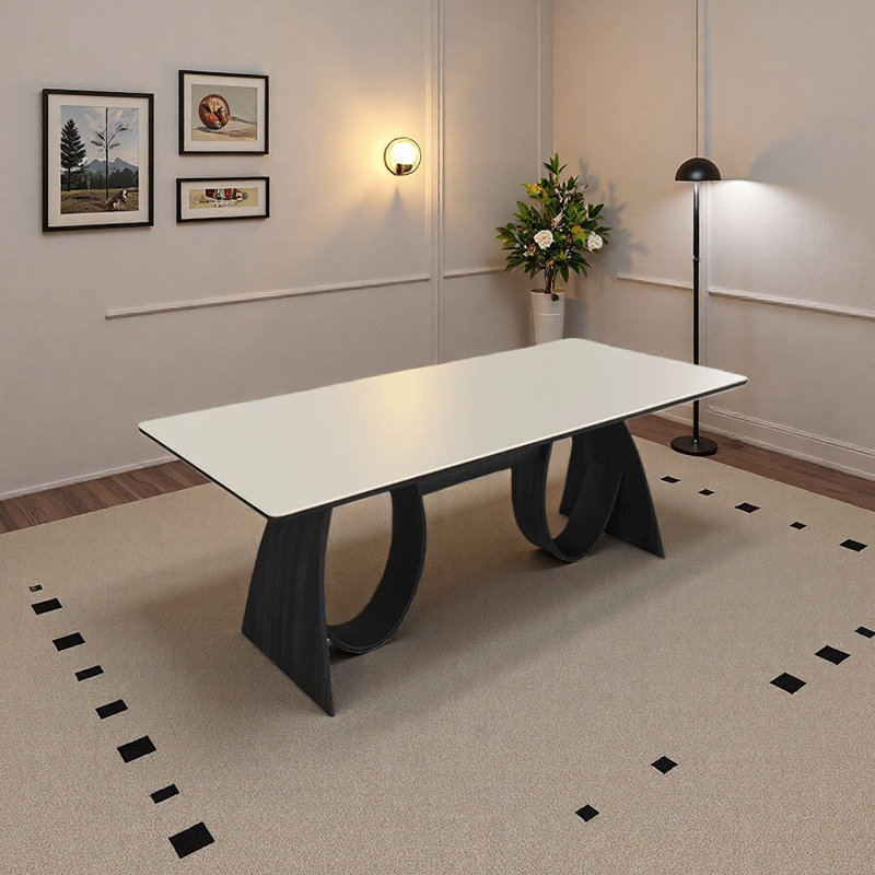 Table de salle à manger Creative Legs avec stabilité accrue, H 29,92 po x L 70,87 po x l 31,5 po, Blanc, Noir