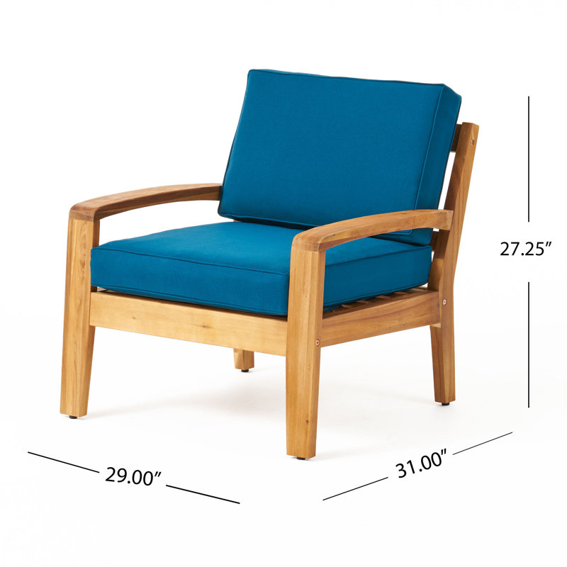 Chaise de patio avec coussins braxton, Teck