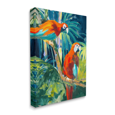 " Tropical Parrots In Jungle " by Jane Slivka