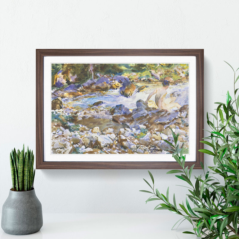Mountain Stream by John Singer Sargent - Framed Print, Walnut Framed, 48cm H x 65cm W x 2cm D