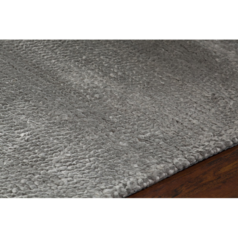 Reanna Authentic Hand-Woven Silver Wool Area Rug, 5' x 7'6"