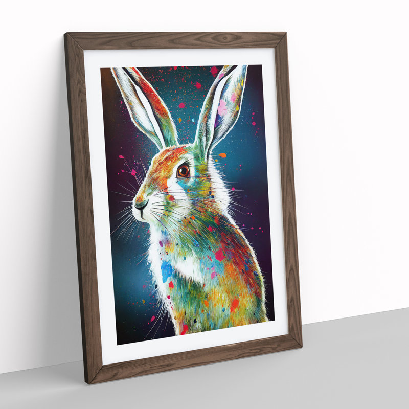 Hare No.4 Abstract - Single Picture Frame Painting, 64cm H x 46cm W x 2cm D, Walnut
