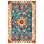 Tapis en mélange de coton et polyester à imprimé numérique Larissa Collection - Bleu sarcelle et rouge-1406515598