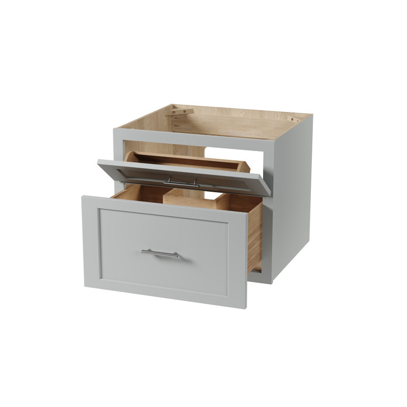 Meuble-lavabo mural simple flottant 24 po Disar, Gris