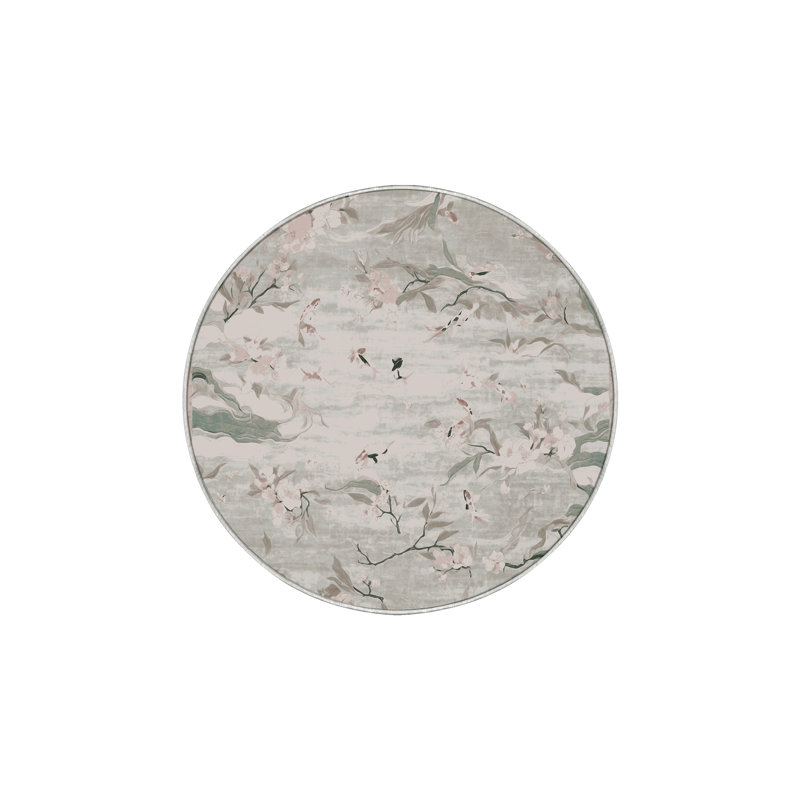Machine Washable Beige Area Rug, Round 8'