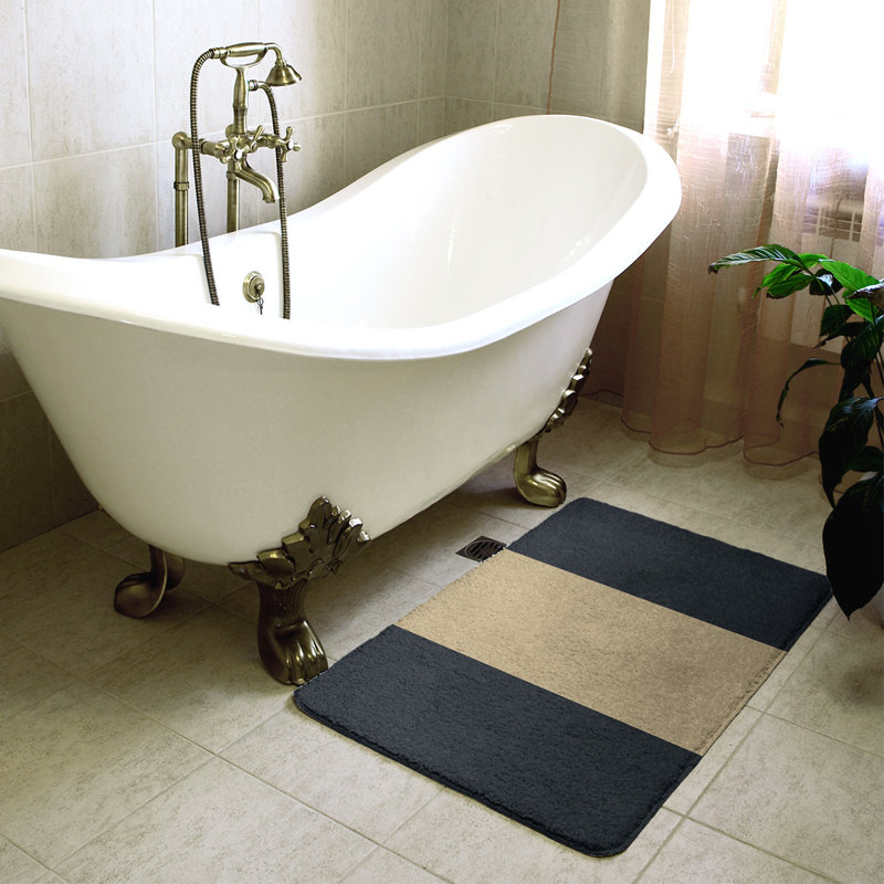 Tapis pour salle de bain Tennessee, l 17 po x L 24 po, Noir / Beige