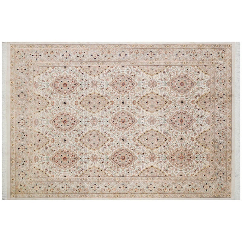 Tapis oriental turc rose en laine noué à la main