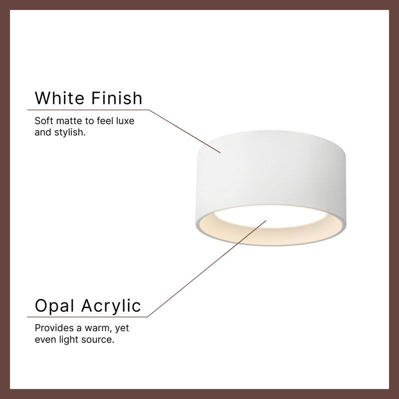 Uma 7-in Black dimmable LED Semi-Flush Mount, Height 3.5 in, White