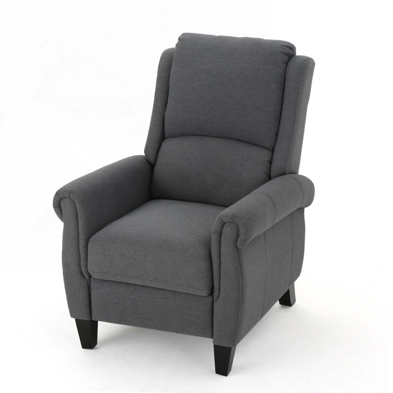 Serina Upholstered Recliner, Charcoal Polyester