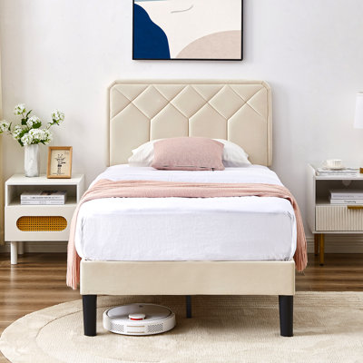 Auxter Adjustable Upholstered Head Height Bed Frame