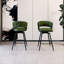 Tabouret de bar pivotant en lin de 2 personnes avec pieds noirs, structure et dossier confortable pour la cuisine, le salon et le coin bureau