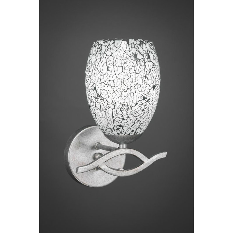 Applique murale Hiroko Revo avec verre fusion noir de 5 po, Granit foncé, Blanc
