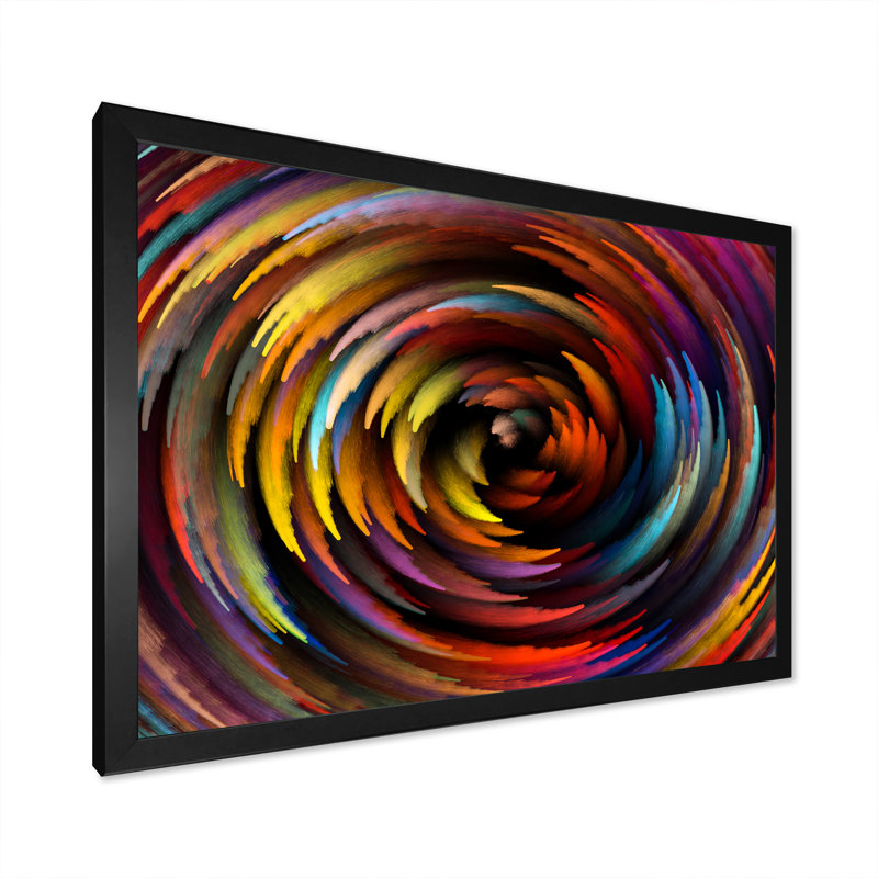 «Yellow Fluid Art Organic Vortex», reproduction sur toile flottante, H 16 po x l 32 po x P 1 po, Cadre noir