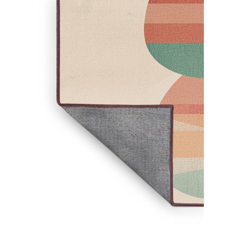Tapis abstrait moderne et contemporain lavable à la machine en tissu Myrtlewood, 5 x 7