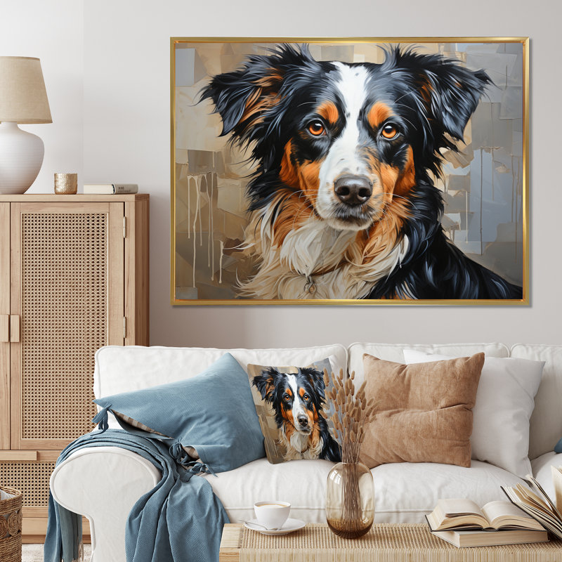 Charisme canin mâle sur un mâle, H 16 po x l 32 po x P 1 po, Cadre flottant doré